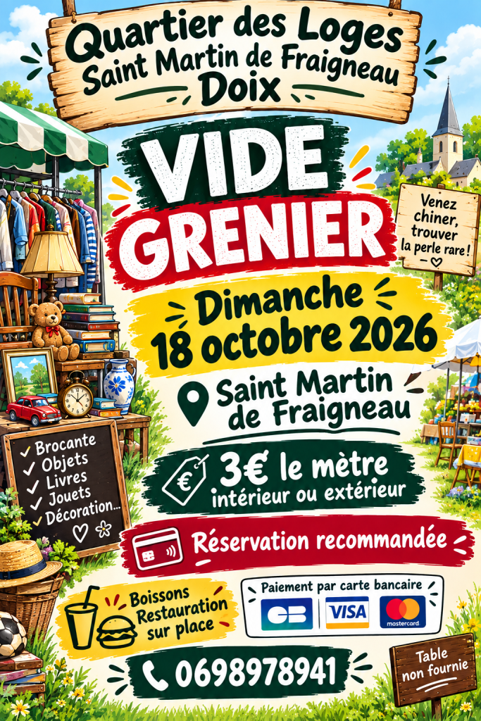 Vide grenier à beaurepaire le 18 octobre 2026